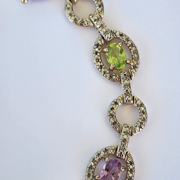 Ross-Simons Multi-Gemstone Sterling Silver Bracelet Back Is Gold Vermeil Jewelry - Picture 3 of 10